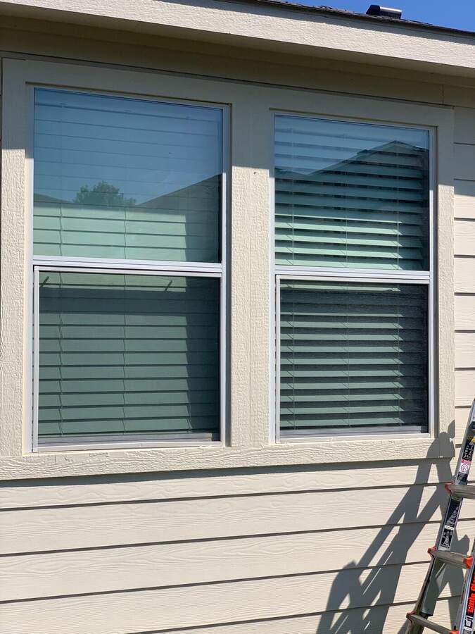 Replacement window with clean new trim